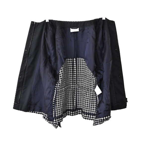B8 Auth AKRIS PUNTO Nvy/Blk & White Tweed Zip & Snap Front Blazer Jacket Size 14 - Picture 7 of 10